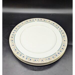 Set/4 Vintage Royal Doulton Bone China Empress Dinner Plate England Blue Flowers